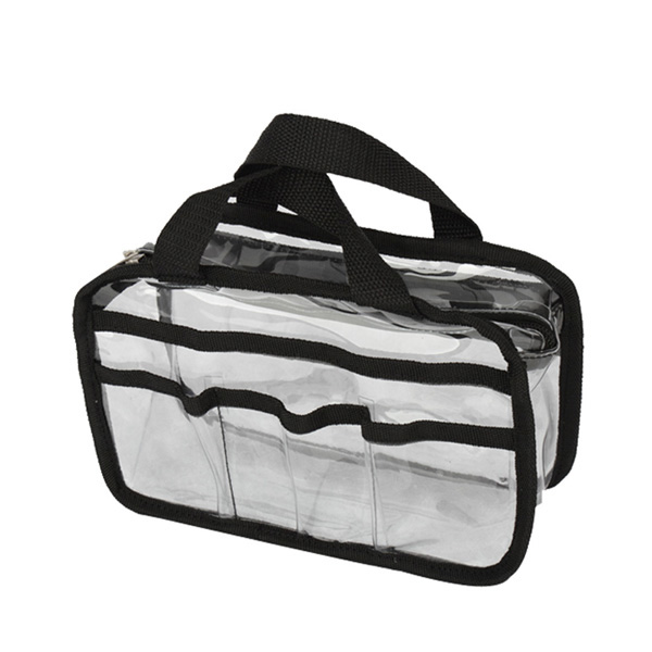 clear PVC vinyl cosmetic transparent makeup bag with handle (CLB5002) - Clear PVC Bag - carre