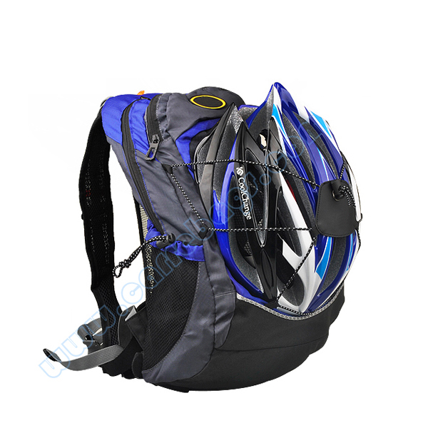cycling backpack with helmet holder